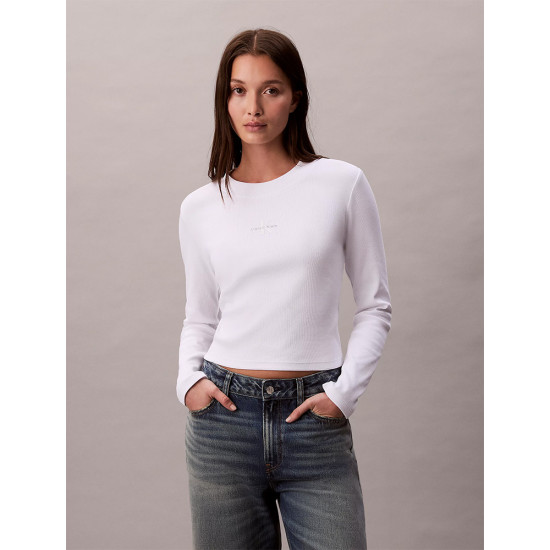 Calvin Klein Γυναικεία μακρυμάνικη μπλούζα Graphic Cropped Crew Neck T-Shirt
